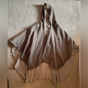 🇮🇹 💫 Women Brown Wool Blend Hooded Cape Poncho OS EUC Old Money Luxury